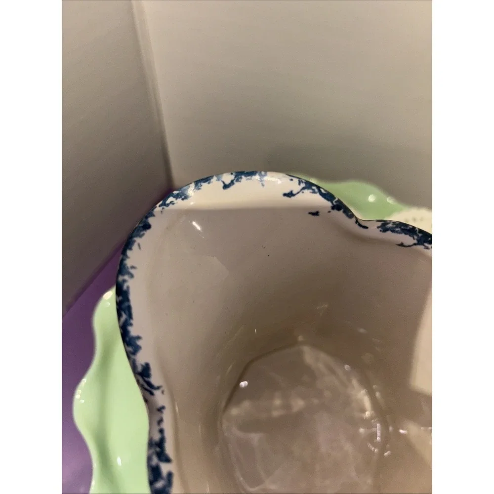 VINTAGE‎ MCCOY BLUE & WHITE SPONGEWARE SPLATTER DESIGN BOWL & PITCHER